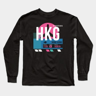 Hong Kong (HKG) Airport Code Baggage Tag Long Sleeve T-Shirt